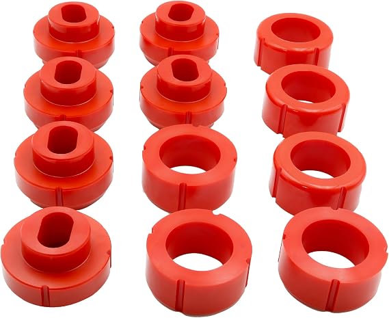 Body Mount Bushing Kit- Red Fit for Chevy C10 K10 GMC C1500 Replace 7-108 | Polyurethane Body Cab Mounts Fit for Chevy C20 K20 K30 GMC C2500 K1500 K2500 1981-1987 12PCS