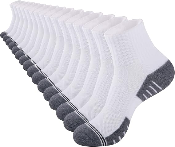 COOVAN Mens Athletic Ankle Socks 8 Pairs Cushioned Quarter Mini Crew Calf Running Half Crew Sock for Men