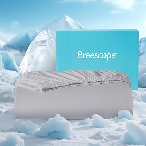 Breescape King Fitted Sheet Only, QMax>0.46 Cool, Deep Pocket, Gray