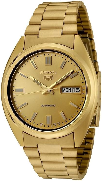 Seiko Men's SNXS80K Seiko 5 Automatic Gold Dial Gold-Tone Stainless Steel Watch