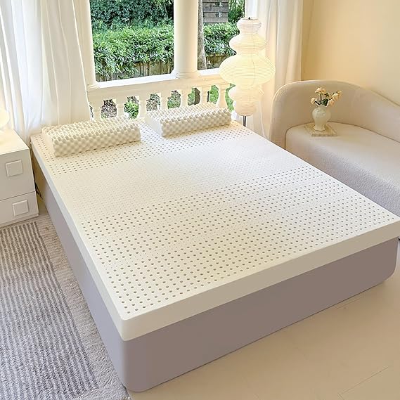 NaKeah Natural Latex Mattress Queen Size Soft Mattress Topper Double for Sleeping Comfortable Tatami Mattresses for Back Pain Massage,5cm,90x190cm