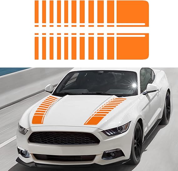 Car Hood Modified Sport Style Stripe Sticker Graphic C002 Orange