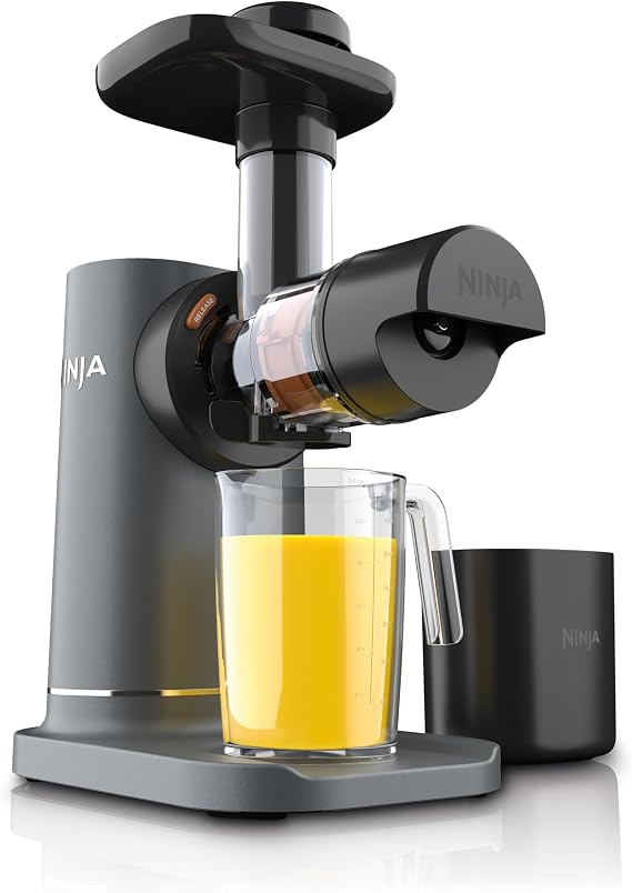 Ninja NeverClog Cold Press Juicer, 24oz Jug, 36oz Pulp, Charcoal, JC151 | 150W high-torque auger juices fibrous fruits & veggies. Total Pulp Control, 2 one-touch programs. Dishwasher safe.