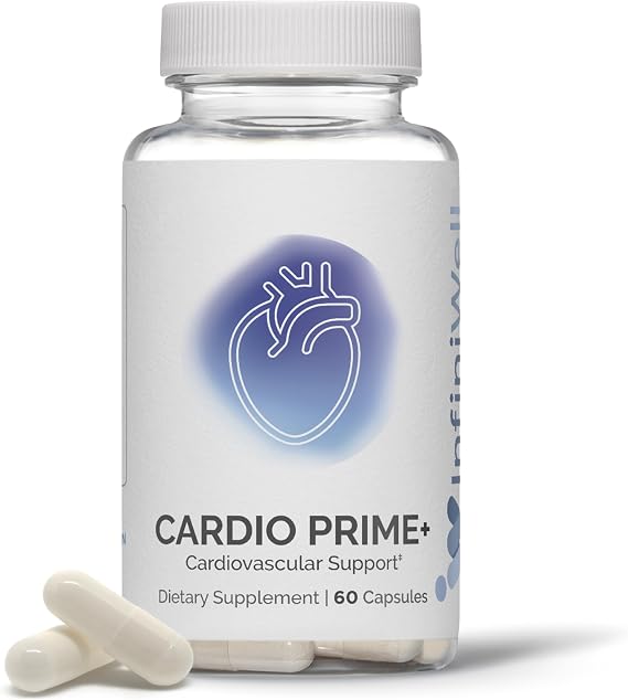 InfiniWell InfinWell Cardio Prime+ Heart Health Supplements - Antioxidants & Innovative Peptides for Cardiometabolic Health - NAD3 & Nattokinase for A Healthy Heart & Metabolic Balance (60 Capsules)