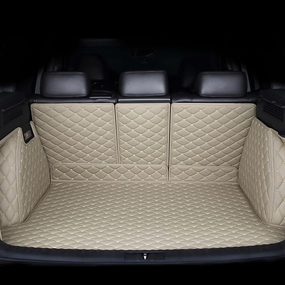 Car Cargo Liner for Smart Forfour II W453 Hatchback 2014-2019, Full Coverage Leather Trunk Mat Waterproof Antislip Cargo Mat Interior Accessories,Beige