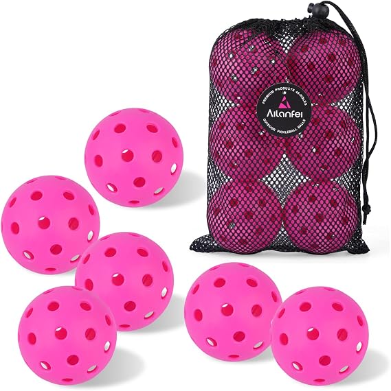 Pickleball Balls 6 Pack | 12 Pack- 40 Holes Outdoor Pickleball with Bag, Perfectly Balanced, High Bounce, Crack-Resistance,USAPA Standard - Multiple Colors