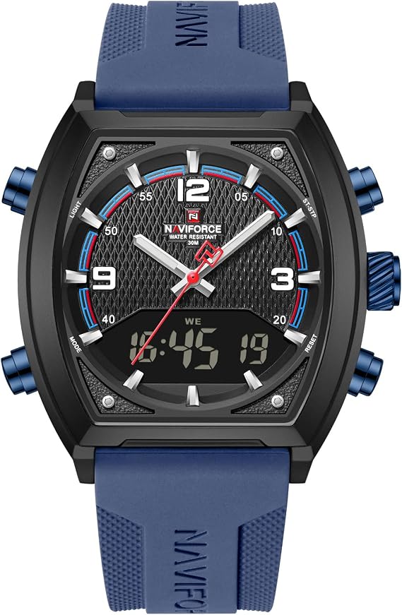 NAVIFORCE Fashion Business Mens Watches,Multifunctional Dual Display Waterproof Wristwatch,Gift Watch for Men
