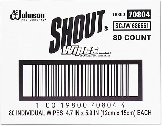 Shout Wipe & Go Stain Remover Wipes, 80 Count