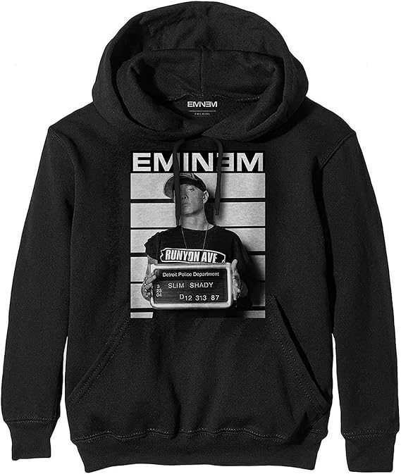 Black Eminem Unisex Pullover Hoodie Arrest Official, Black, XX-Large