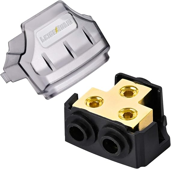 0/2/4 Gauge in 0/2/4 Gauge Out Copper Power Distribution Block for Car Audio Splitter(1 in 2 Out)