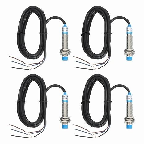 sourcing map 4Pcs Inductive Proximity Sensor,PNP NO M12 DC 6-36V 300mA Proximity Switch Detector Approach Sensor 4mm 3 Wire for Industrial Automation LJ12A3-4-Z/BY