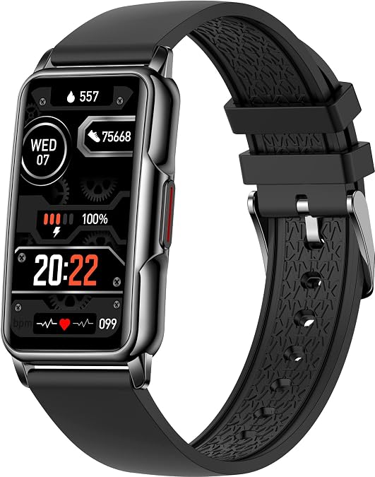 findtime Black Fitness Tracker Smart Bracelet for Men and Women Ladies Smart Watch with Pedometer Sleep Message Notification 1.47" Full Touch Screen for Android and iOS Phones