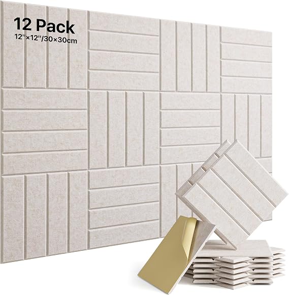 Soundsbay Acoustic Wall Panels Self-adhesive, 12 Pack Sound Proofing Panels