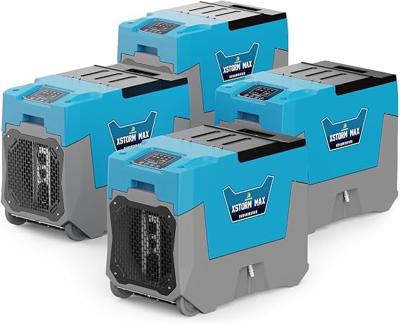 4pcs Commercial Dehumidifier,180 Pints Industrial Dehumidifier with Pump & Drain Hose for Whole House, Crawl Space, Warehouse, Up to 2,300 sq ft, Water Damage Restoration, Limited