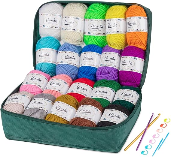 ilauke knitting yarn cotton yarn for crocheting. Weiches Farbechtes Acrylgarn mit Praktischem Zubehör Komplett-Set für Anfänger Puppen Deko und Weitere DIY-Häkelprojekte