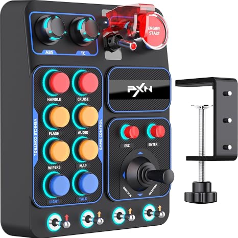 PXN CB1 Sim Racing Button Box for PC, 19 Controls (9 Input Types)