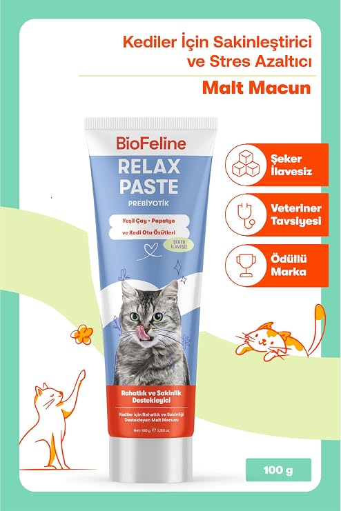 Biofeline Relaxing Paste 100g and Calming Paste for Cats That Provides Comfort Against Daily Stress