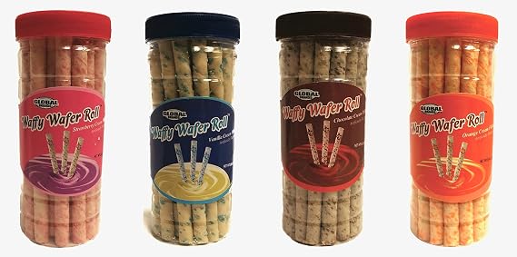 Global Brands Waffy Wafer Rolls, 12-5.68oz tubs (Pack of 12)