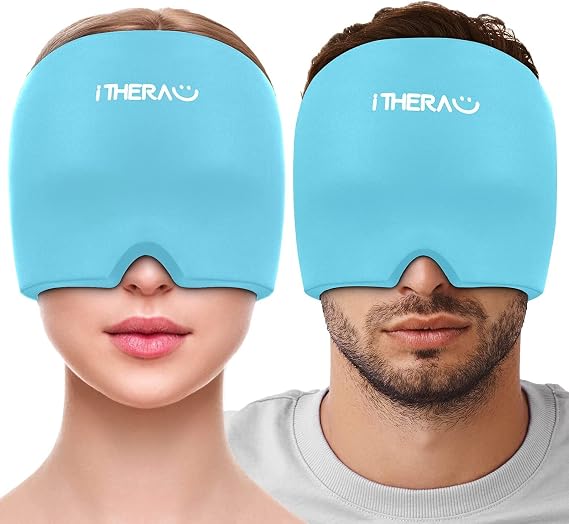 iTHERAU Migraine Ice Head Wrap, Headache Relief Hat & Migraine Cap Cold Compress, Migraine Relief Cap for Headache Eyes Mask for Puffy Eyes, Tension, Sinus & Stress Relief Gifts