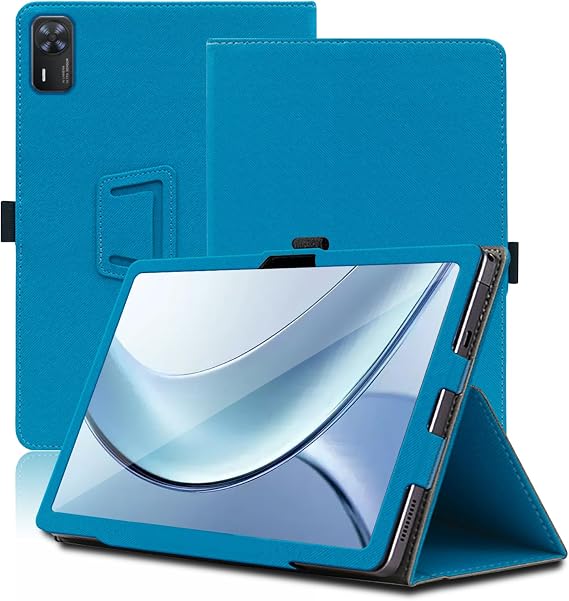 Case for DOOGEE Tab E3+ 12 inch, DOOGEE Tab E3+ Tablet Case, Folding Stand Protective Cover with Pencil Holder and Wrist Strap, Full Protection. (Light Blue)