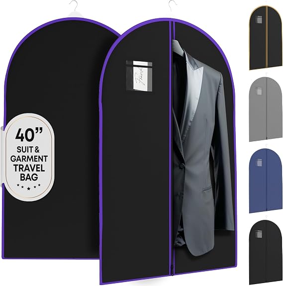 Your Bags Travel Garment Bag, Suit Bag, 40" x 24", Black/Purple (Pack of 1)