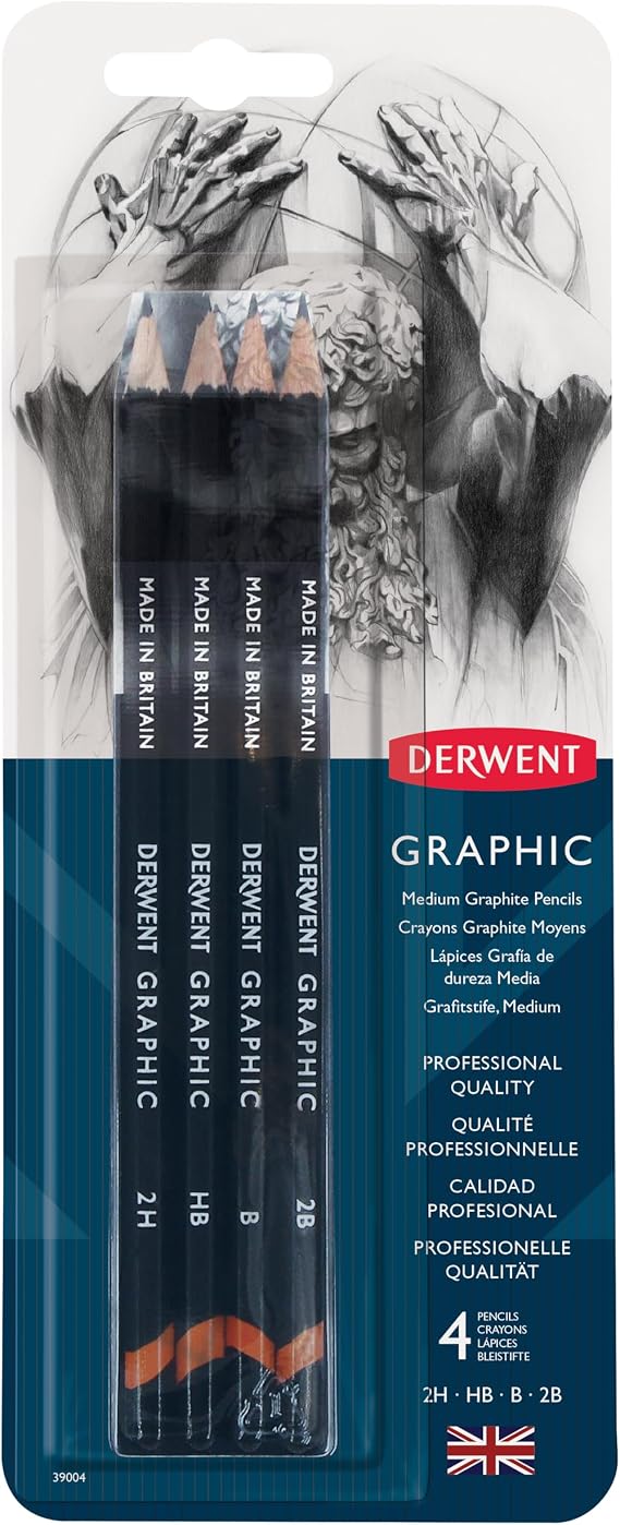 Derwent Graphic Pencils, Medium, Pack, 4 Count (39004)