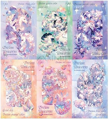 10 PcsPack Diamond Galaxy PET Stickers for Scrapbooking Kit Waterproof Clear Sticker Junk Journaling Supplies Journals Diary Planner Collage Laptop Paper Crafts