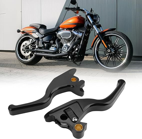 Jerbor 3 Finger 5.9" Shorty Brake Clutch Levers Kit for Harley Softail Standard Street Bob Low Rider/S Sport Glide, CNC Aluminum Alloy Hand Control Lever Kit for Harley