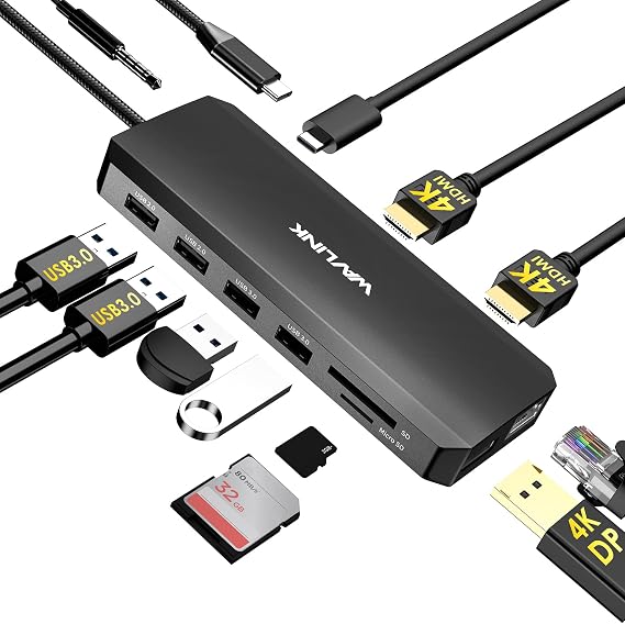 WAVLINK Laptop Docking Station Dual Monitor/Triple Display for Windows OS