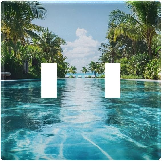 Pool Pattern Wall Plate Double Toggle Wall Plate, Light Switch Cover Standard Size 2-Gang, Decorative Wall Plates Outlet Cover