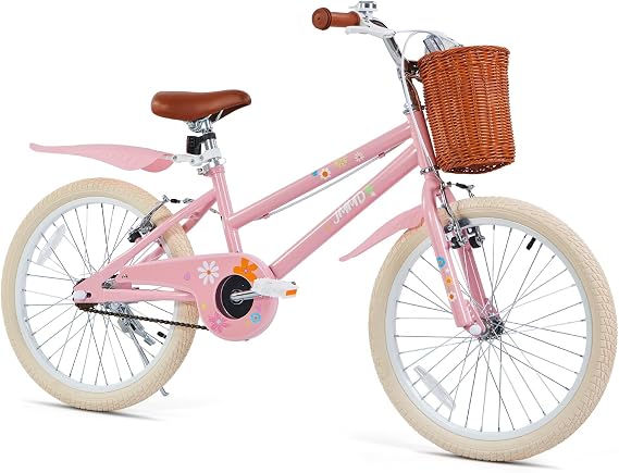 JMMD Girls Bike for 4-12 Years Old Kids, 12 14 16 18 20 24 Kids Bike with Training Wheels, Basket and Doll Seat, Toddler Girls Bicycles with Handbrake & Kickstand, Multiple Colors