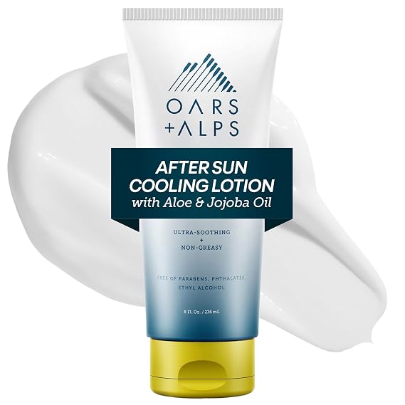 Oars + Alps After Sun Cooling Lotion, Soothing Sunburn Relief, 1pk, 8 Fl Oz | Relieves Skin, Repairs + Hydrates Skin, Reduces Redness, For Sunburn, Lightweight, Non-Greasy, Made with Calming Aloe
