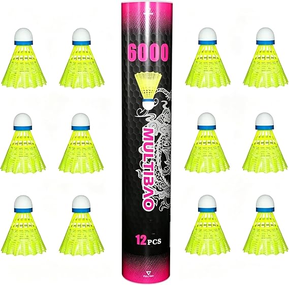 Multibao 12PCS Nylon Badminton Shuttlecocks Durable Windproof & High-Speed 77-79 For Indoor Outdoor Sports Activities Game Practice