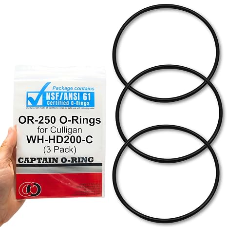 Captain O-Ring - OR-250 Filter O-Ring (3 Pack) (Replacement for Culligan WH-HD200-C, 3M 3WH-HD-S01, Dupont WFAO100, 3M AP801B/T, AP802B/T, Hydronix HF45, etc)