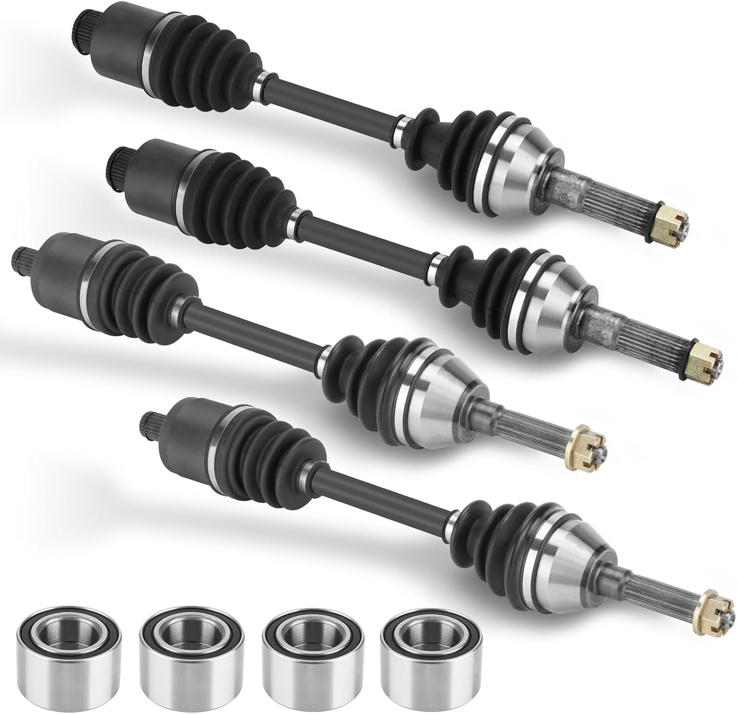 CV Axle Shaft & Wheel Bearing Full Set for Polaris Sportsman 400 450 500 700 800 HOEFITouring 2006-2020, 2 pair Front & Right LeftRight 4340 Chromoly Steel Axle Drive Shafts with Bearings Assembly