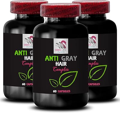 Anti Gray Hair Pills - Anti Gray Hair Complex - Hair Transformation, Youthful Vibrance, Color Renewal Care, Natural Hair Tone, Bright Shade, Gray Hair Care, Color Balance 3 Bottles 180 Capsules