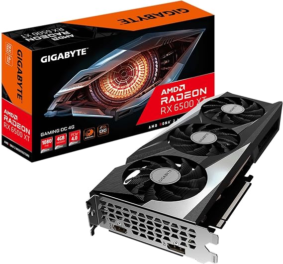 GIGABYTE Radeon RX 6500 XT Gaming OC 4G Graphics Card, WINDFORCE 3X Cooling System, 4GB 64-Bit GDDR6, GV-R65XTGAMING OC-4GD Video Card