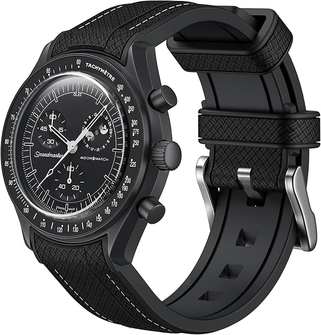 Strap for Omega x Swatch MoonSwatch Watch, 20mm, No Gap Soft Silicone Replacement Strap, Curved Band for Moonswatch Men Women