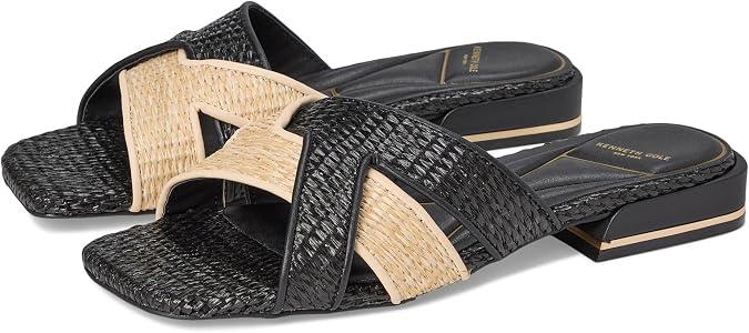 Kenneth Cole Women's ISSA Sandal, Natural/Black Raffia, 7.5