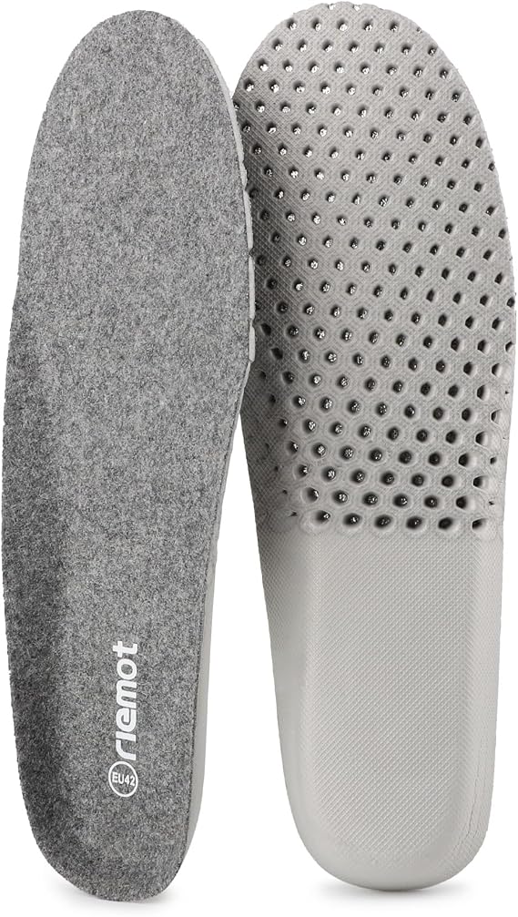 riemot Merino Wool Insoles for Women Breathable Honeycomb Shoe Inserts Comfortable Cushioning Replacement Innersoles Warm Sheepskin Insole for Winter Snow Boots Slippers Gray US10/ EU41