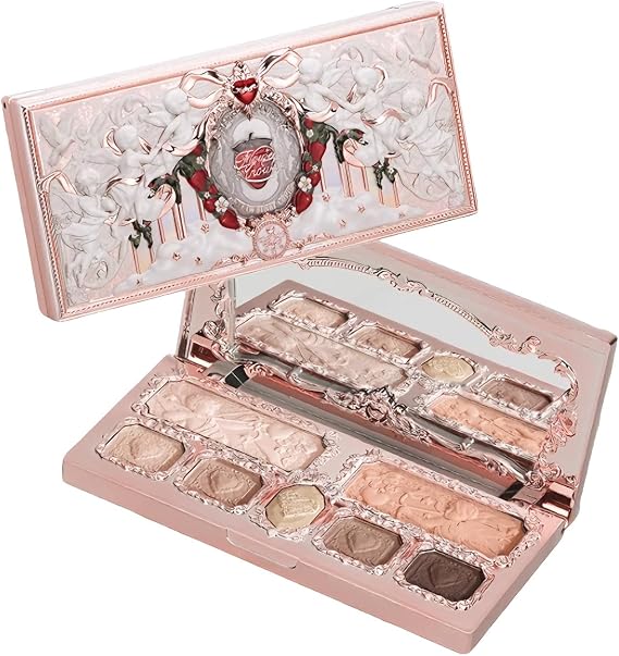 Flower Knows Strawberry Cupid, Face Palette, Cheek Eyeshadow Highlights 3-in-1, Makeup Palette
