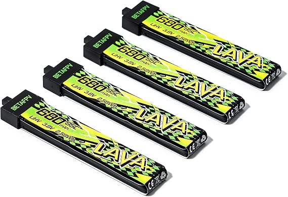 BETAFPV 4pcs Lava II 680mAh 1S Battery 3.8V 95C LiHV for FPV Quadcopter