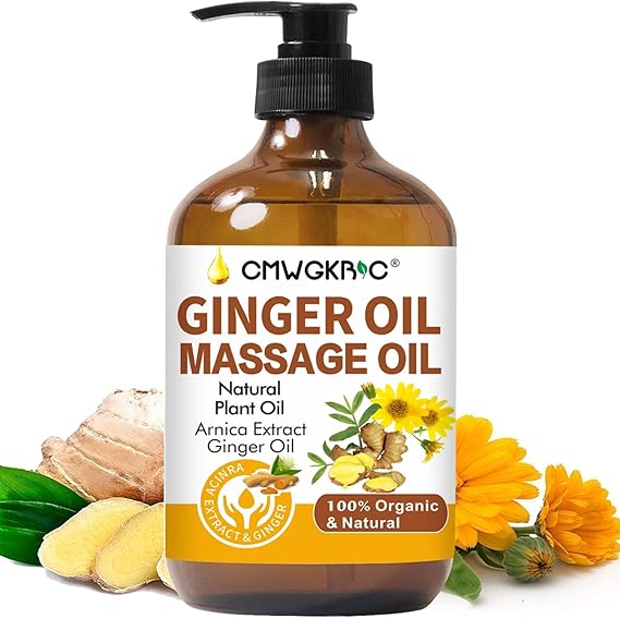 Ginger Oil,Ginger Massage Oil for Lymphatic Drainage,Massage Oil for Massage Therapy,Natural Body Oil for Skin,Arnica Oil,Sore Muslce Massage Oil,Spa Ginger Oil-Warming and Relaxing for Men and Women