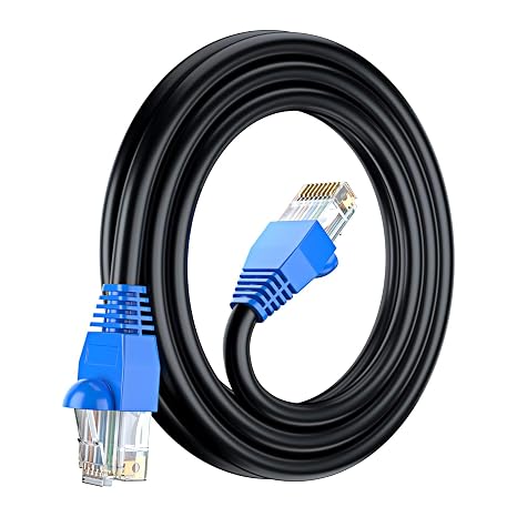Maximm Cat6 Outdoor Ethernet Cable 25 Ft, Direct Burial, Black