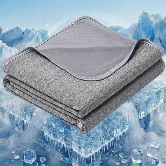Cooling Throw Blanket Double-sided, Absorbs Heat to Keep Body Cool, Grey