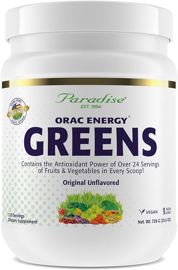 Paradise Herbs & Essentials ORAC Energy Greens Powder, 120 Servings | Superfood blend with fruits and vegetables, antioxidant formula, mixes easily in water or smoothies for daily use