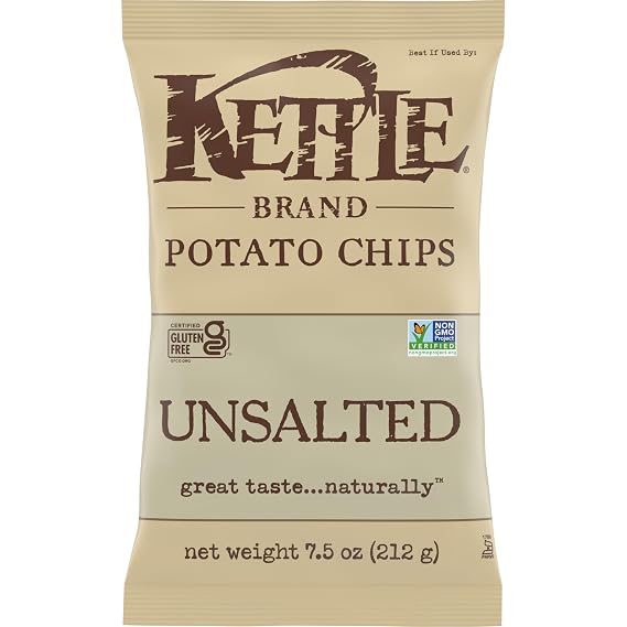 Kettle Brand Potato Chips, Unsalted Kettle Chips, 7.5 Oz