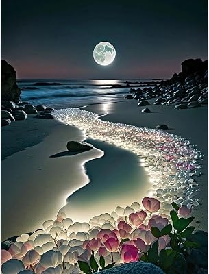 Huacan Diamond Painting Kits Diamond Art Kits for Adults 5D Moon River Night Picture Paint by Diamonds DIY Round Resin Drill Gem Art Kits for Beginner Gift Home Decor 11.81  15.74inch