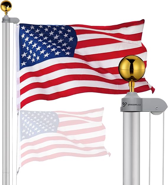 Yescom Bravery 20ft Sectional Flag Pole Kit Aluminum Flagpole Set for