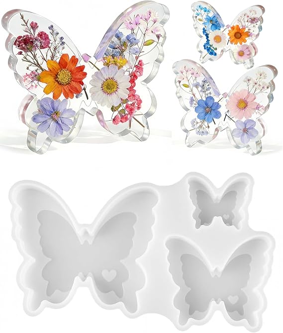 Butterfly Resin Molds, Butterfly Candle Molds Silicone, Flexible Effortless Demoldable Epoxy Molds for Resin Casting, Soap, Candle, Flowers Preservation, Spring Decor & Birthday Gifts